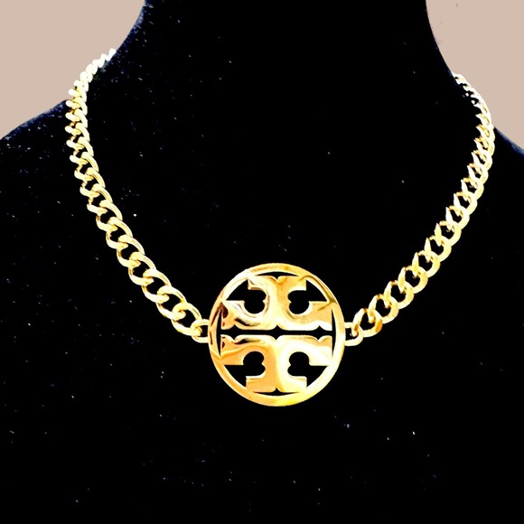 TORY BURCH STATEMENT 18K GOLD OVER BRASS NECKLACE - Picture 4 of 4